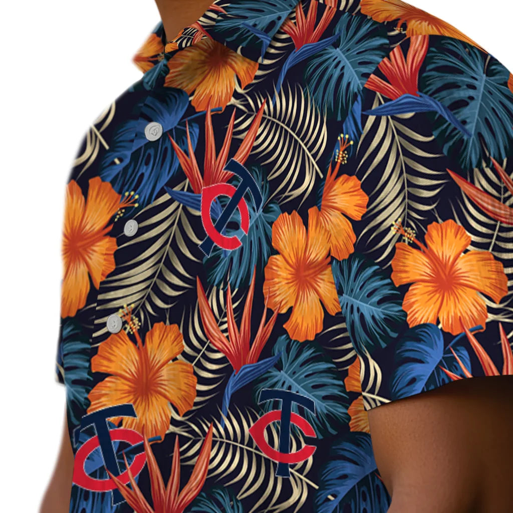 Minnesota Twins Hawaiian Shirt - Hibiscus Foliage | Moonbestprint