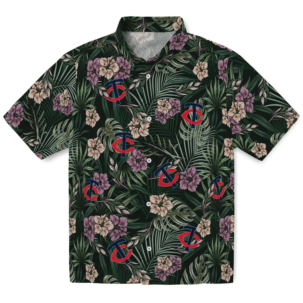 Minnesota Twins Hawaiian Shirt - Hibiscus Leaves Pattern | Moonbestprint