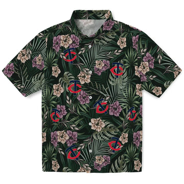 Minnesota Twins Hawaiian Shirt - Hibiscus Leaves Pattern | Moonbestprint