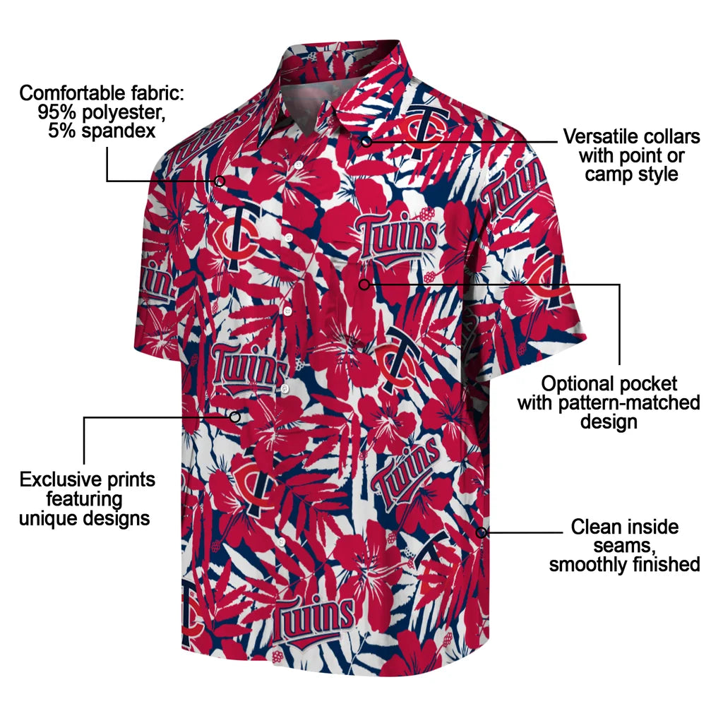 Minnesota Twins Hawaiian Shirt - Hibiscus Overlay | Moonbestprint