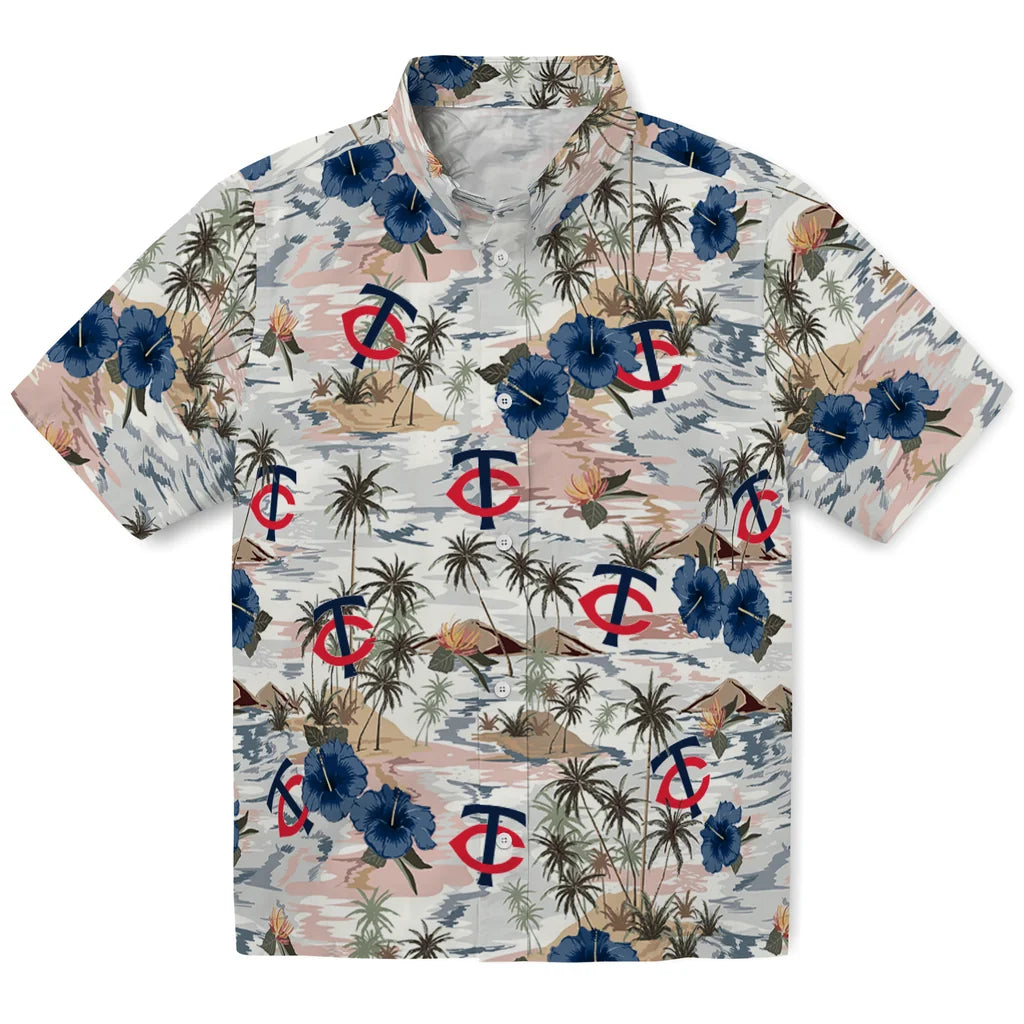 Minnesota Twins Hawaiian Shirt - Hibiscus Seaside | Moonbestprint