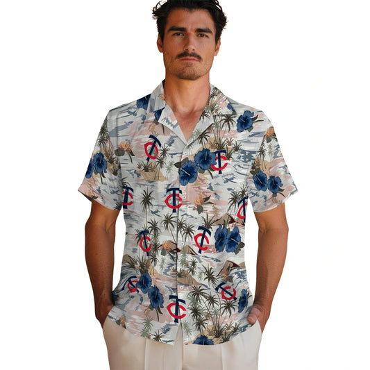 Minnesota Twins Hawaiian Shirt - Hibiscus Seaside | Moonbestprint