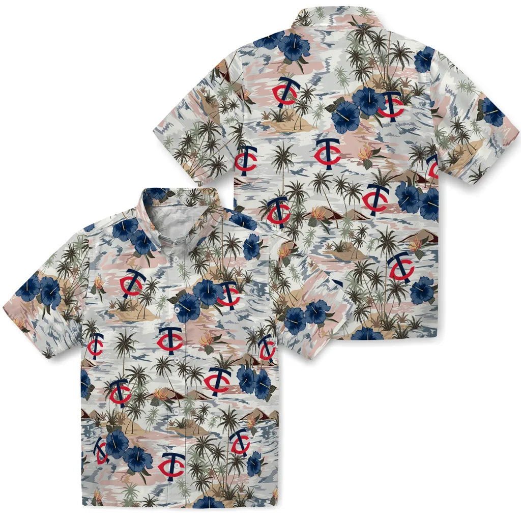 Minnesota Twins Hawaiian Shirt - Hibiscus Seaside | Moonbestprint