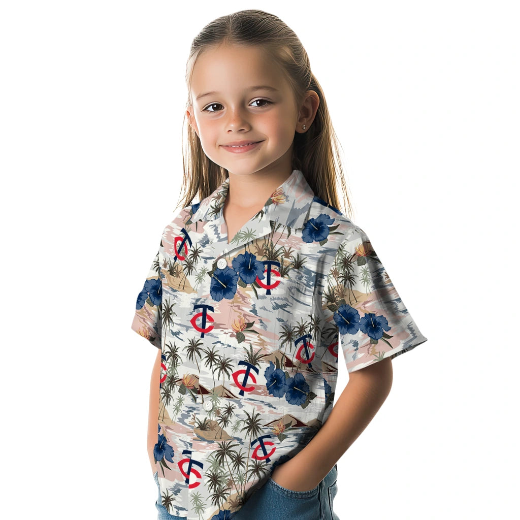 Minnesota Twins Hawaiian Shirt - Hibiscus Seaside | Moonbestprint
