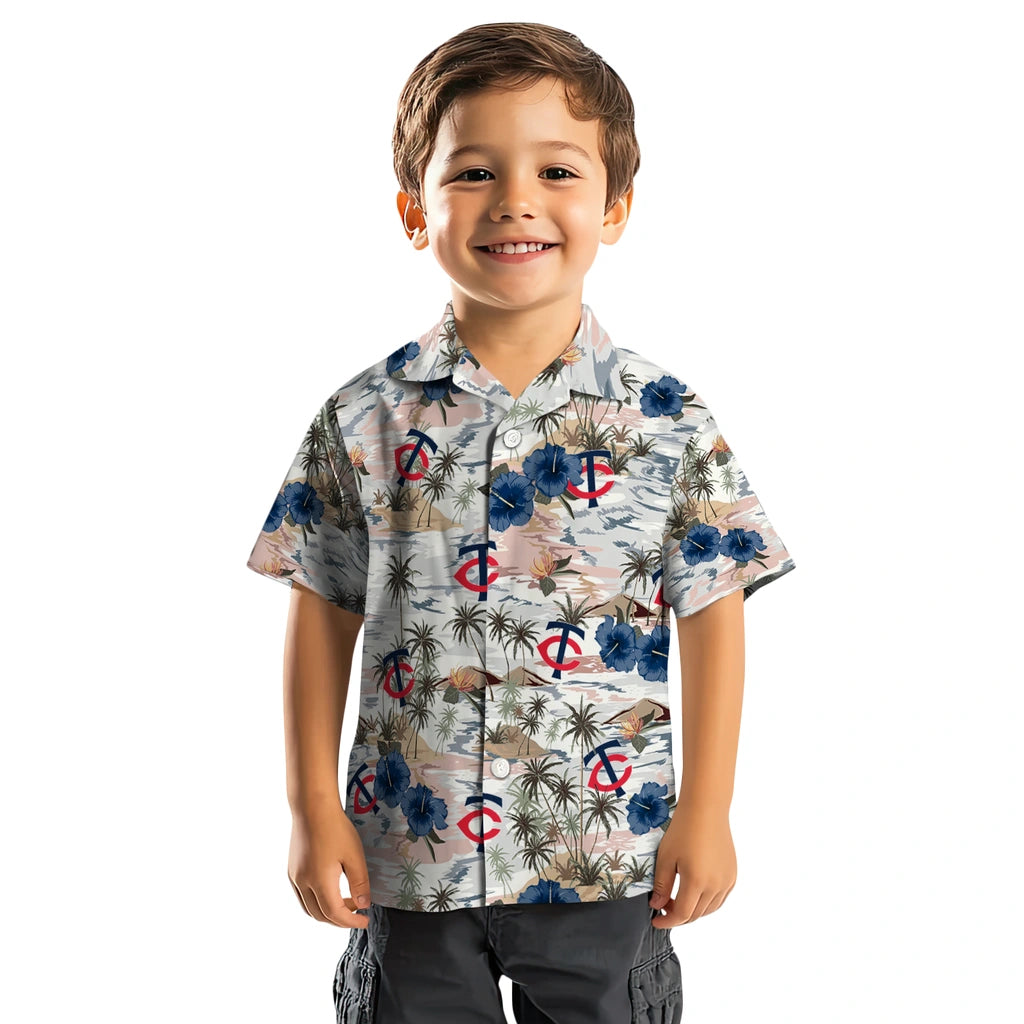 Minnesota Twins Hawaiian Shirt - Hibiscus Seaside | Moonbestprint