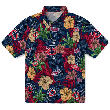 Minnesota Twins Hawaiian Shirt - Hibiscus Tiki Jungle | Moonbestprint
