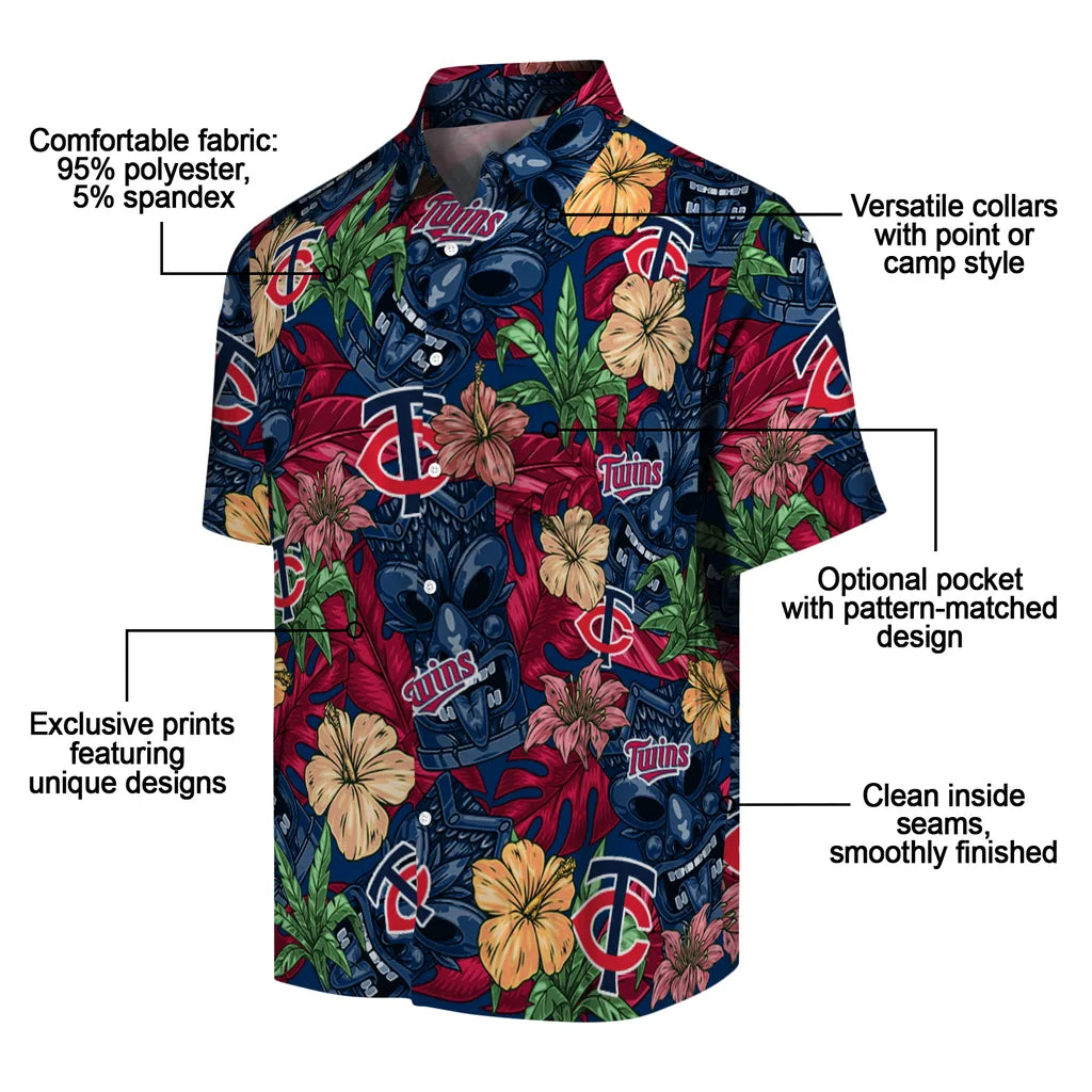 Minnesota Twins Hawaiian Shirt - Hibiscus Tiki Jungle | Moonbestprint