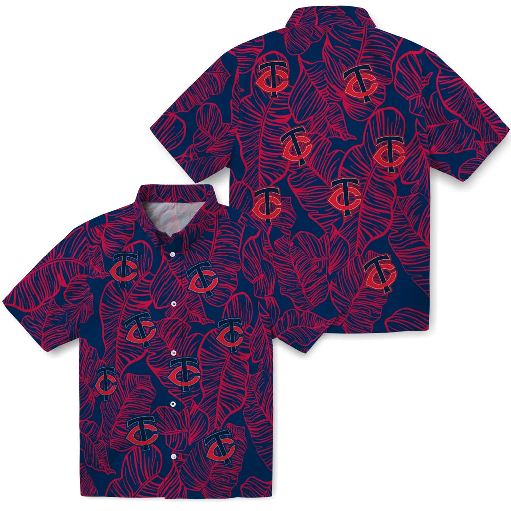 Minnesota Twins Hawaiian Shirt - Leaf Outline | Moonbestprint