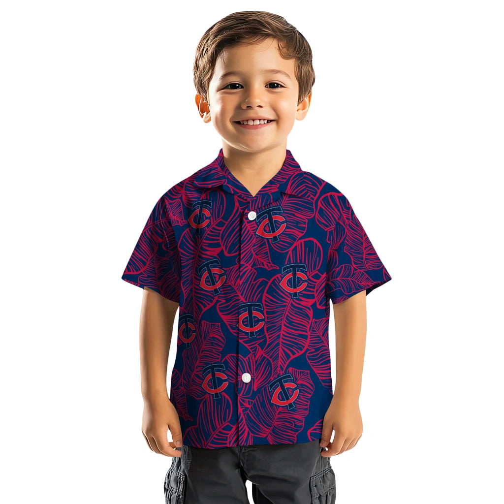Minnesota Twins Hawaiian Shirt - Leaf Outline | Moonbestprint