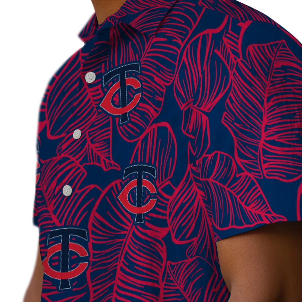 Minnesota Twins Hawaiian Shirt - Leaf Outline | Moonbestprint