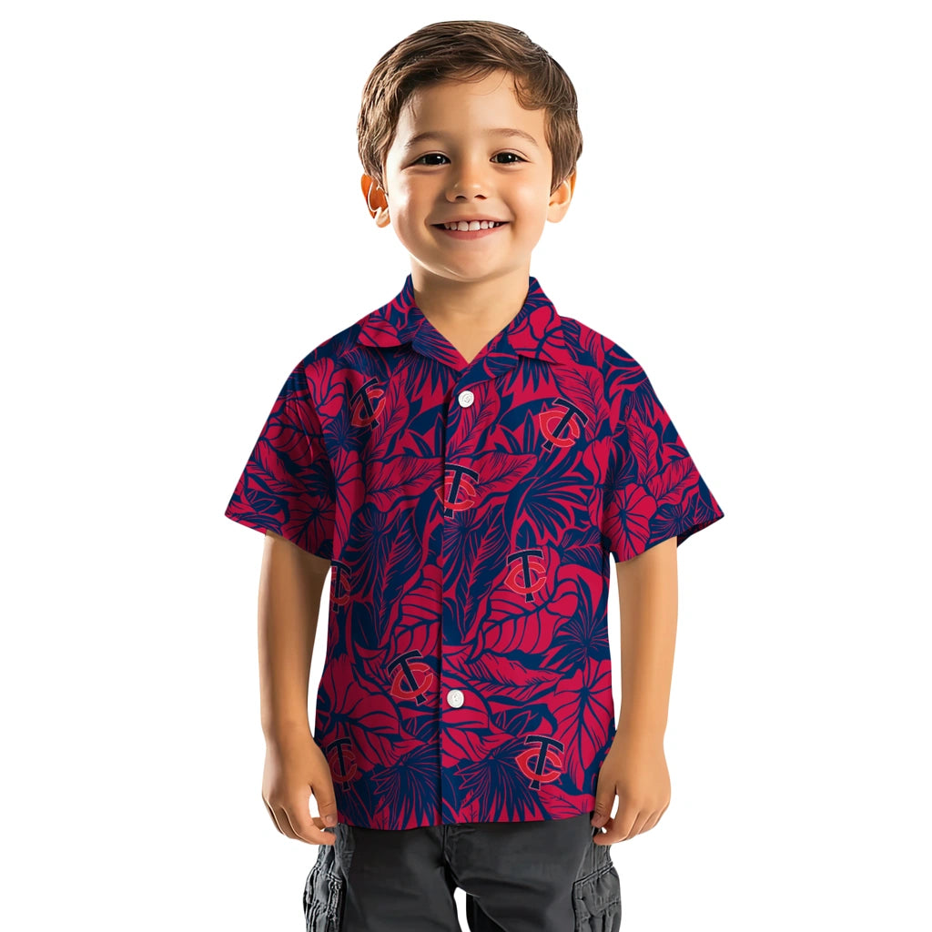 Minnesota Twins Hawaiian Shirt - Monstera Layer | Moonbestprint