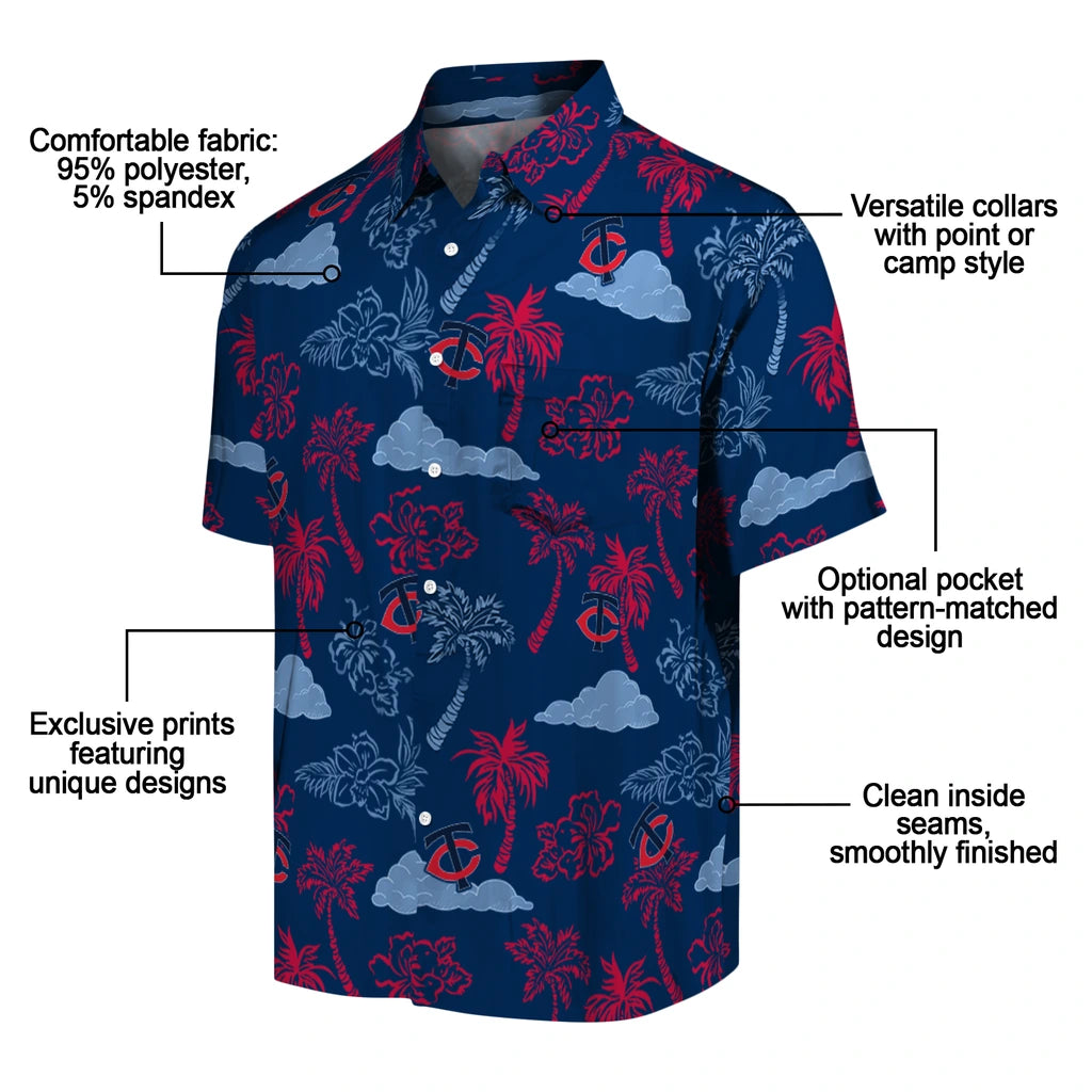 Minnesota Twins Hawaiian Shirt - Palm And Clouds | Moonbestprint