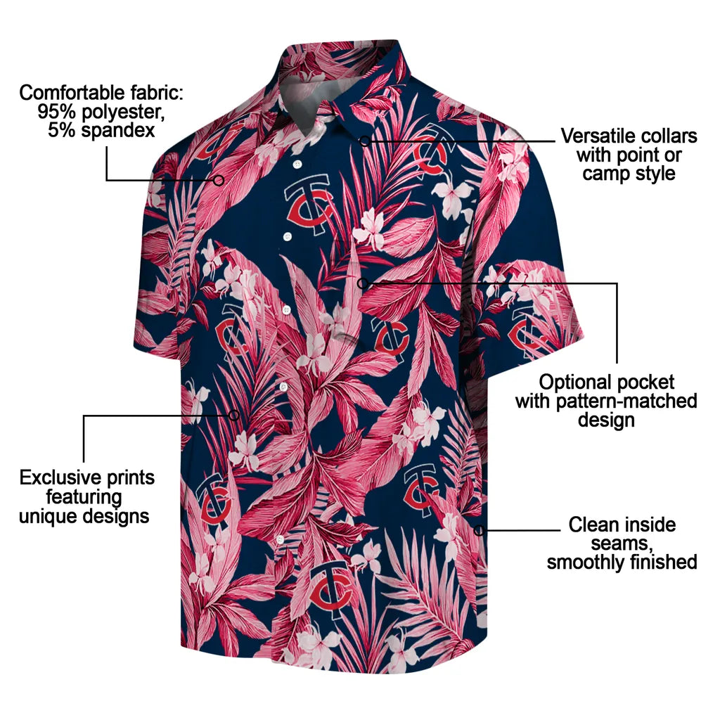Minnesota Twins Hawaiian Shirt - Palm Leaves | Moonbestprint