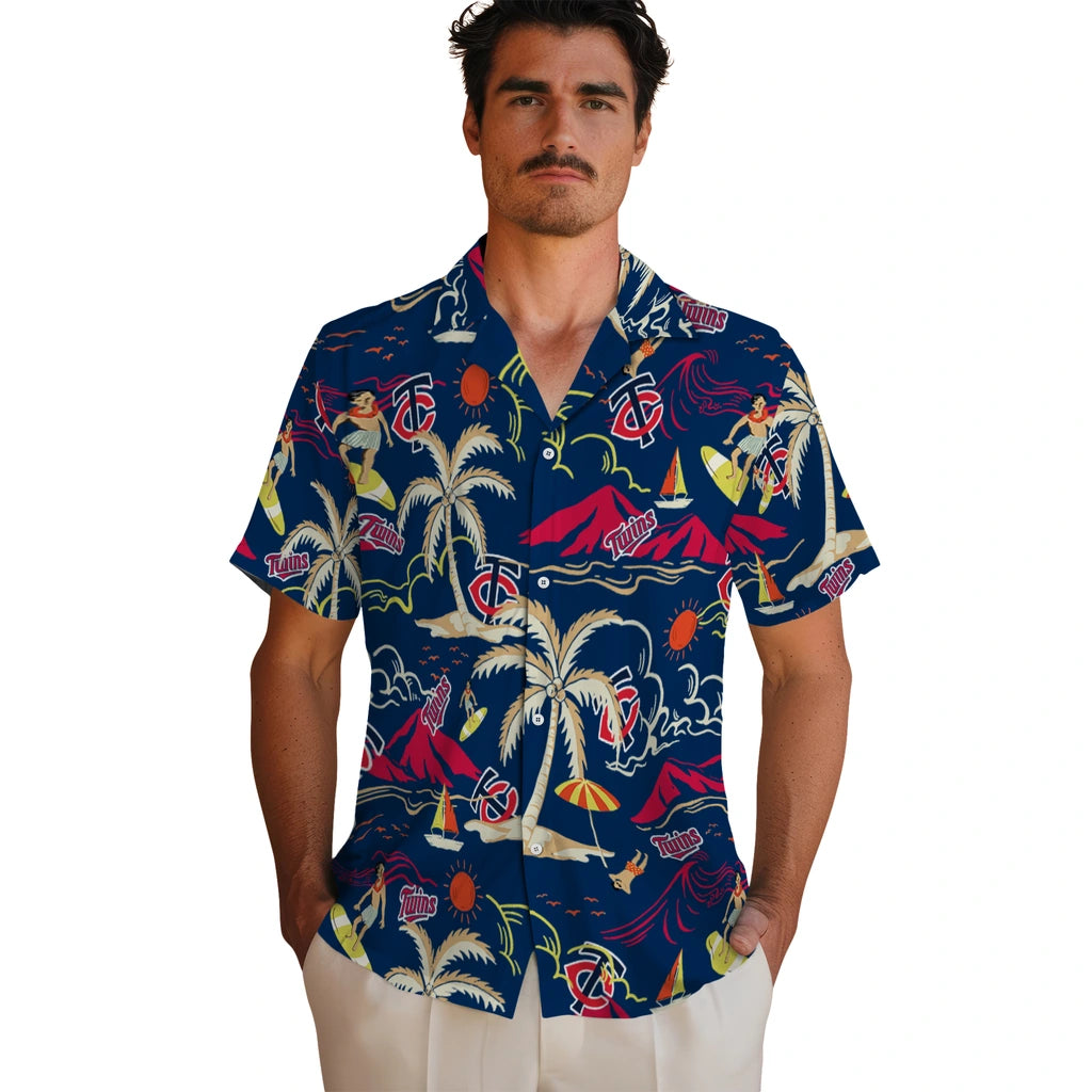 Minnesota Twins Hawaiian Shirt - Palm Tree Island | Moonbestprint