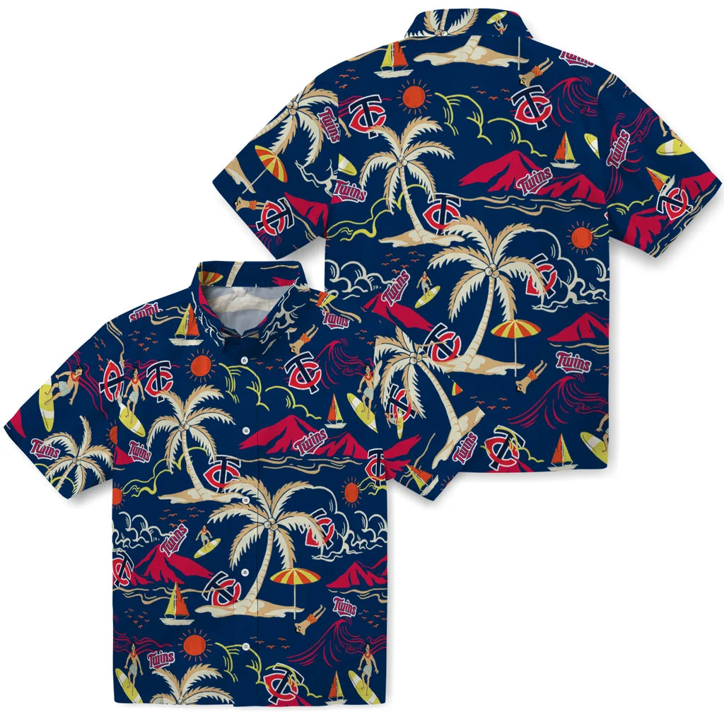 Minnesota Twins Hawaiian Shirt - Palm Tree Island | Moonbestprint