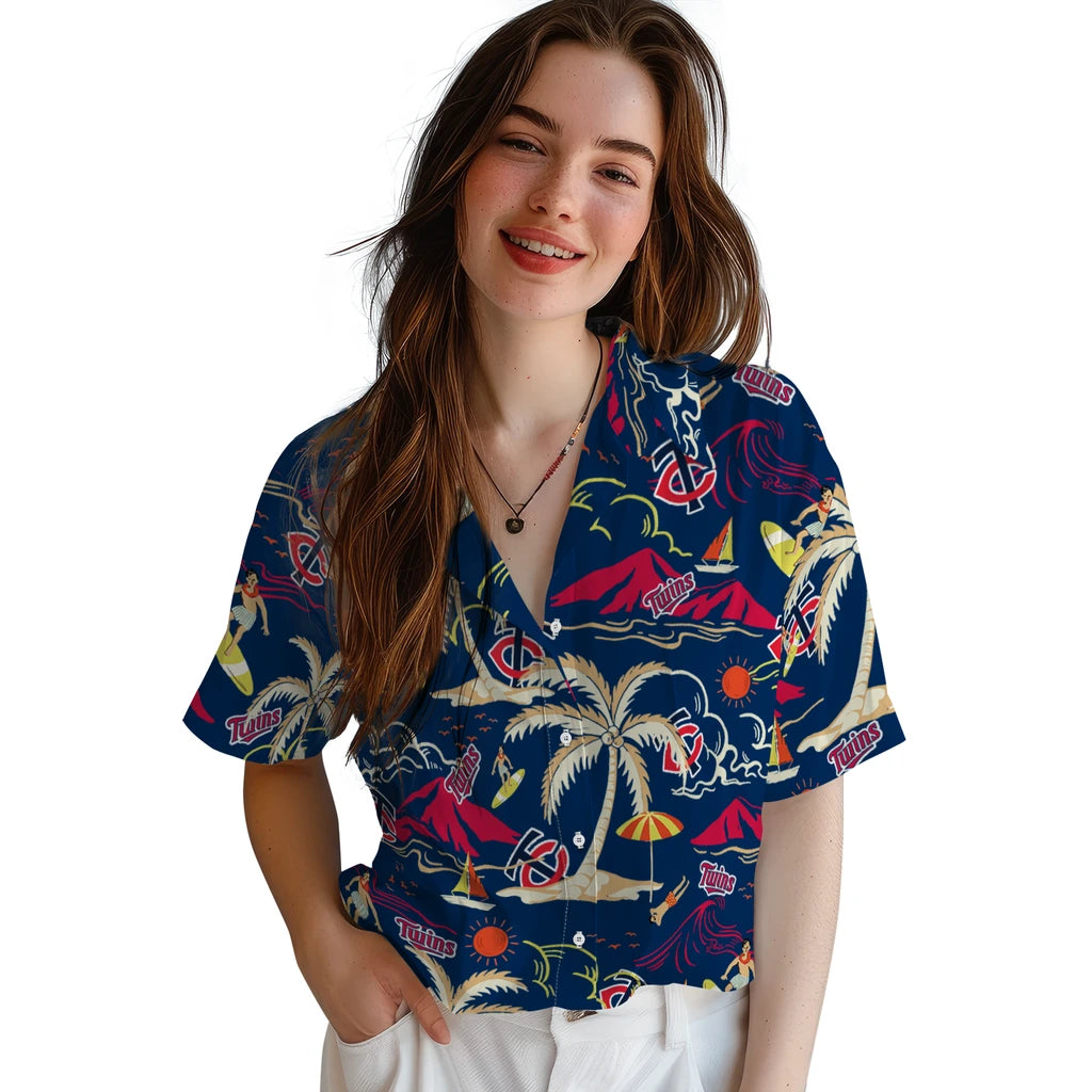 Minnesota Twins Hawaiian Shirt - Palm Tree Island | Moonbestprint