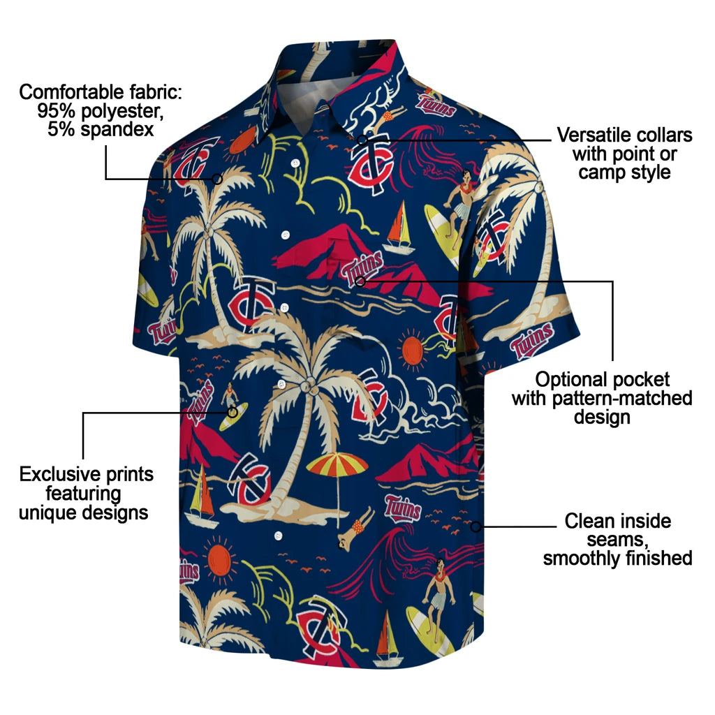 Minnesota Twins Hawaiian Shirt - Palm Tree Island | Moonbestprint