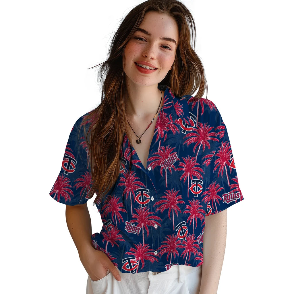 Minnesota Twins Hawaiian Shirt - Palm Tree Motif | Moonbestprint
