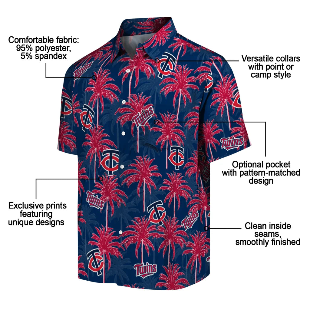 Minnesota Twins Hawaiian Shirt - Palm Tree Motif | Moonbestprint