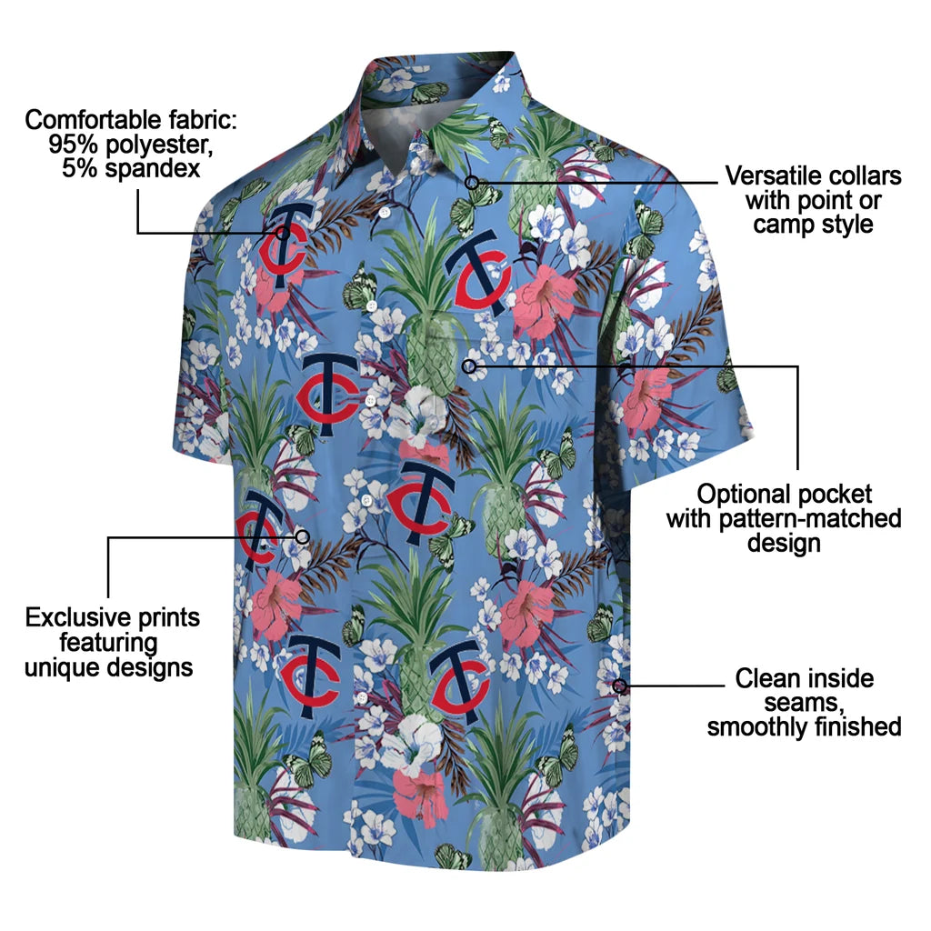 Minnesota Twins Hawaiian Shirt - Pineapple Bouquet | Moonbestprint