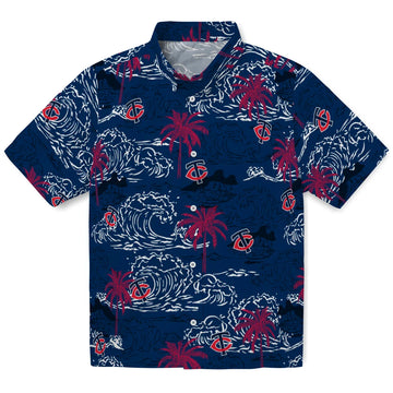Minnesota Twins Hawaiian Shirt - Wave Palm | Moonbestprint