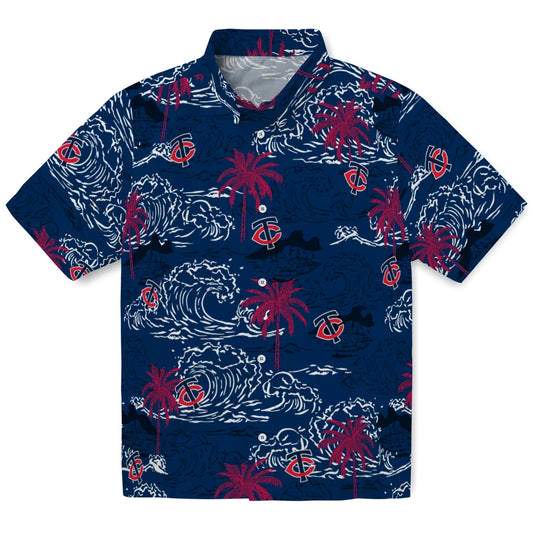 Minnesota Twins Hawaiian Shirt - Wave Palm | Moonbestprint