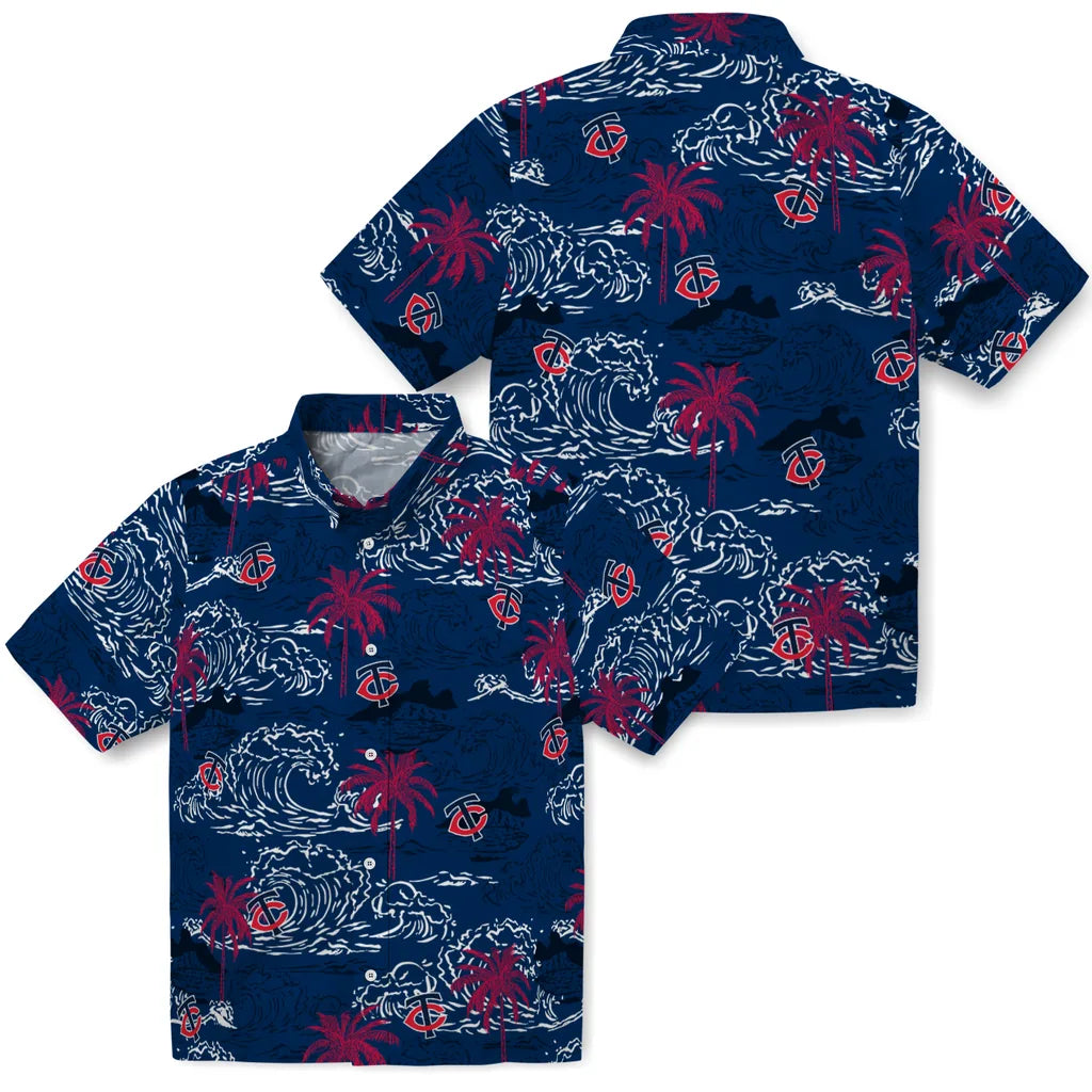Minnesota Twins Hawaiian Shirt - Wave Palm | Moonbestprint