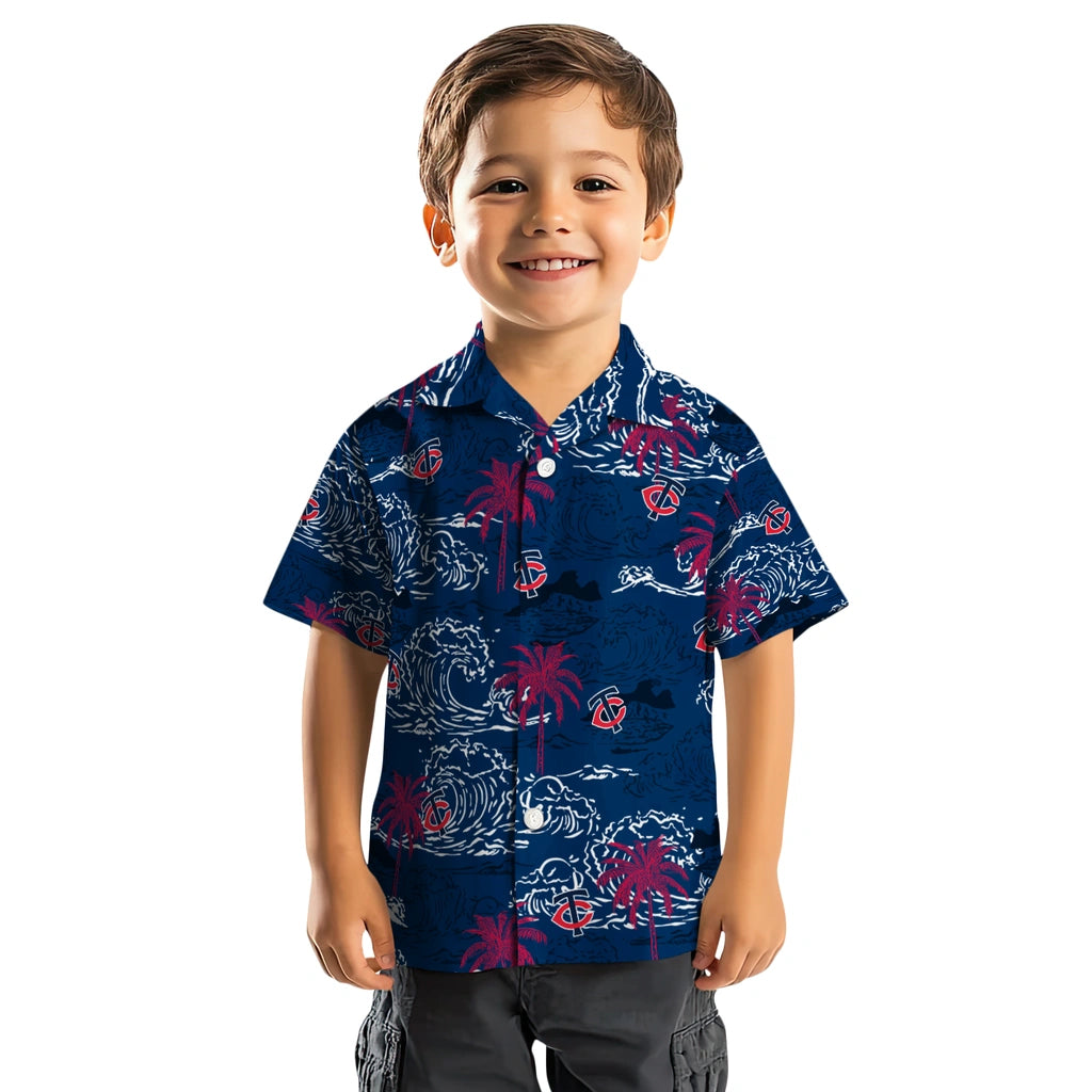 Minnesota Twins Hawaiian Shirt - Wave Palm | Moonbestprint
