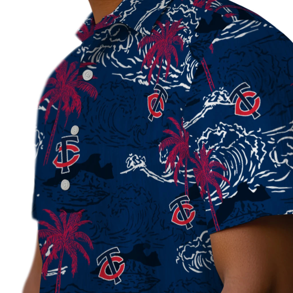 Minnesota Twins Hawaiian Shirt - Wave Palm | Moonbestprint