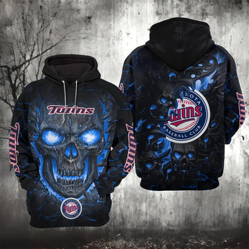 Minnesota Twins Lava Skull 3D MLB All Over Print Hoodie -Moonbestprint