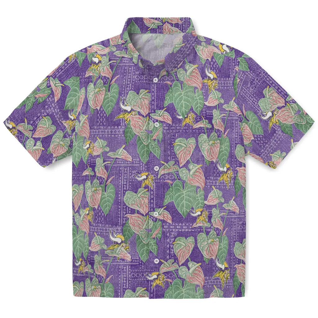 Minnesota Vikings Hawaiian Shirt - Anthurium Overlay | Moonbestprint