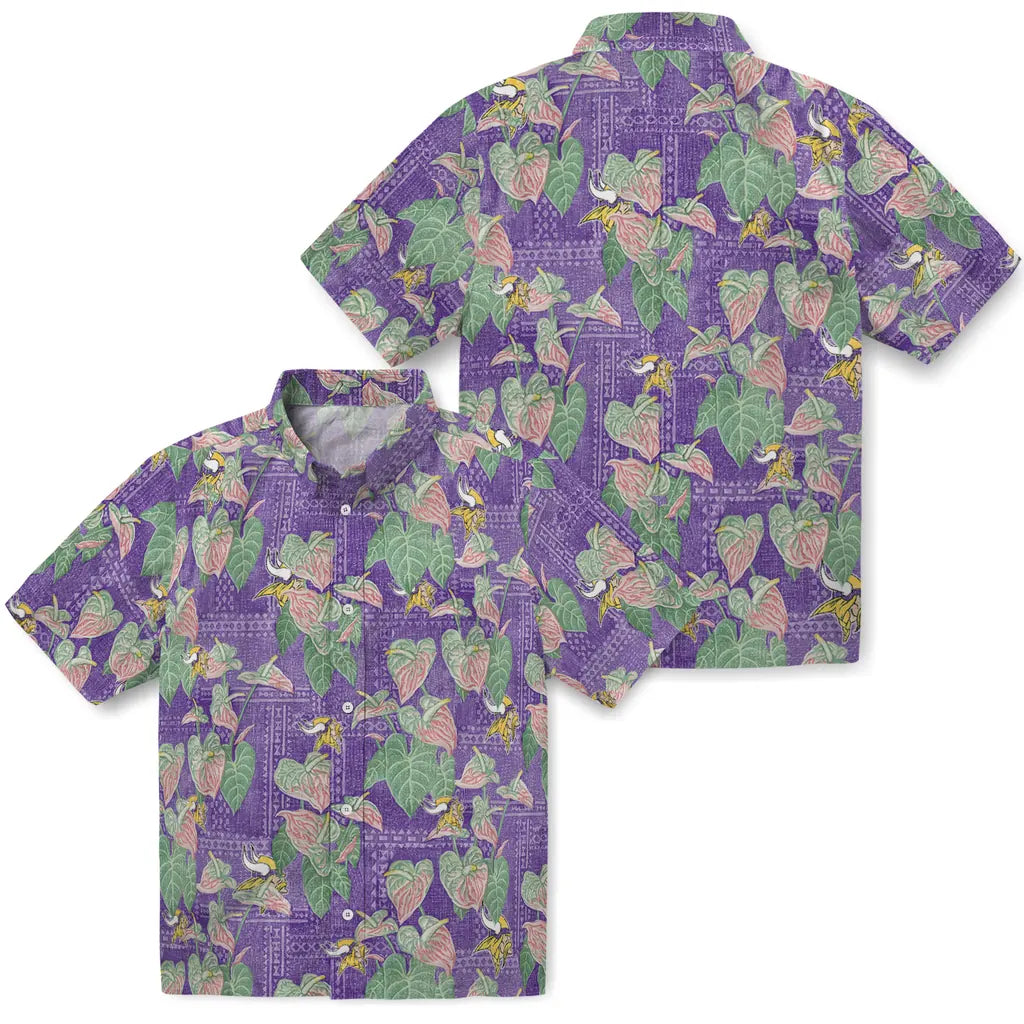 Minnesota Vikings Hawaiian Shirt - Anthurium Overlay | Moonbestprint