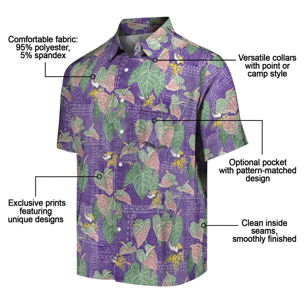 Minnesota Vikings Hawaiian Shirt - Anthurium Overlay | Moonbestprint