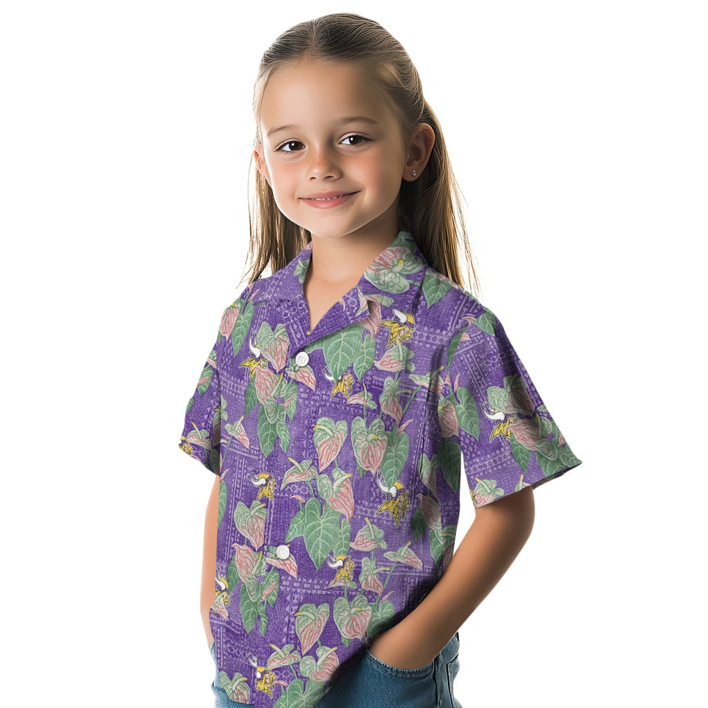 Minnesota Vikings Hawaiian Shirt - Anthurium Overlay | Moonbestprint