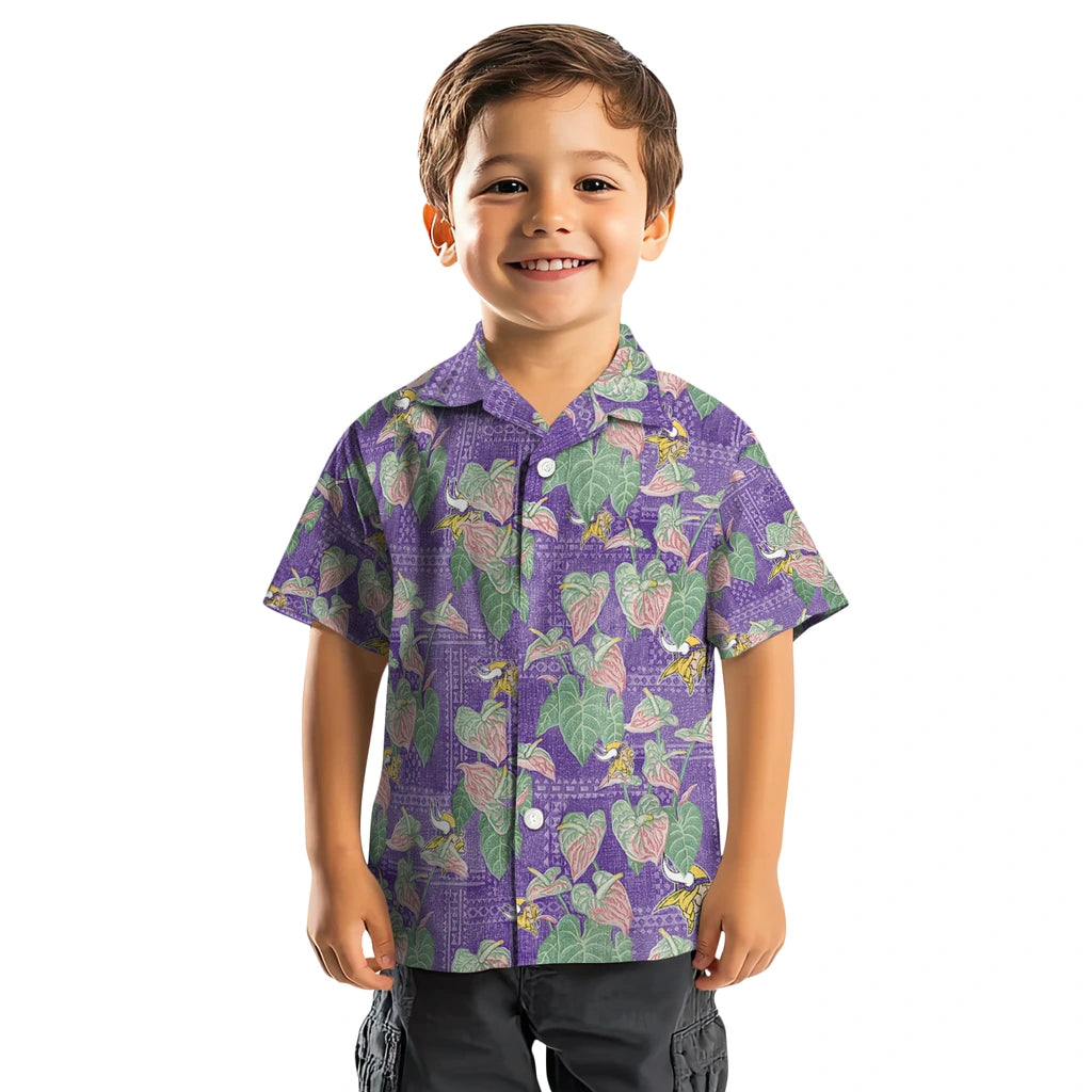 Minnesota Vikings Hawaiian Shirt - Anthurium Overlay | Moonbestprint