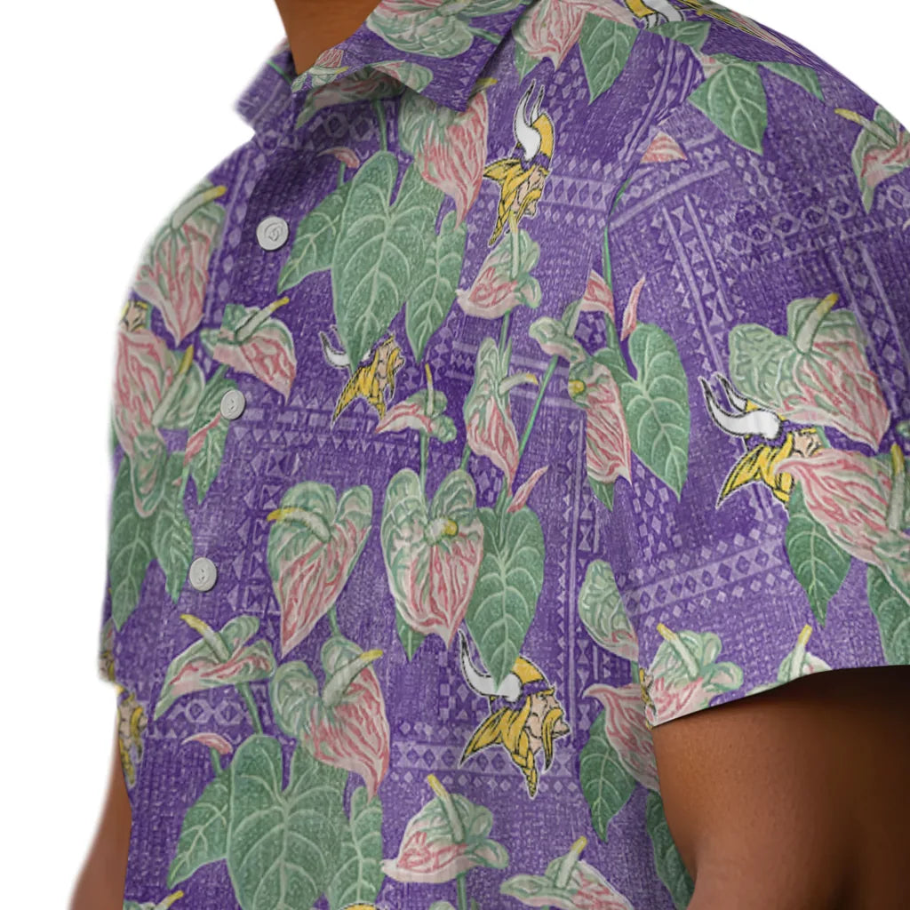 Minnesota Vikings Hawaiian Shirt - Anthurium Overlay | Moonbestprint