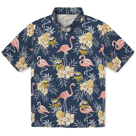 Minnesota Vikings Hawaiian Shirt - Flamingo Hibiscus | Moonbestprint