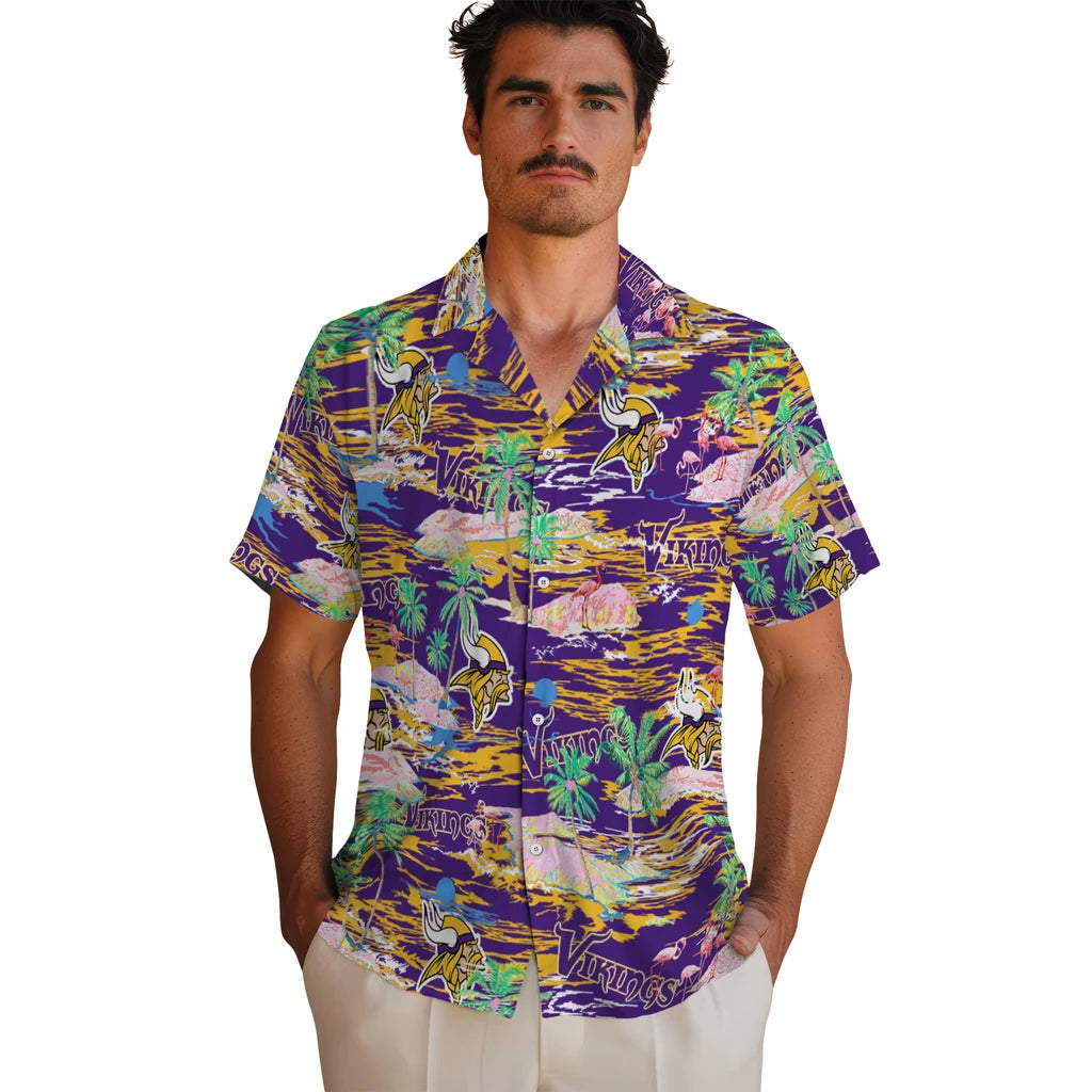 Minnesota Vikings Flamingo Retreat 2026 Hawaiian Shirt – Moonbestprint