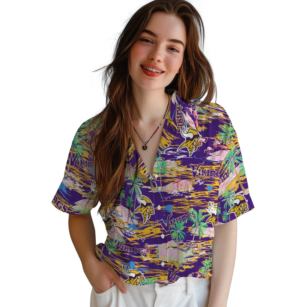 Minnesota Vikings Flamingo Retreat 2026 Hawaiian Shirt – Moonbestprint