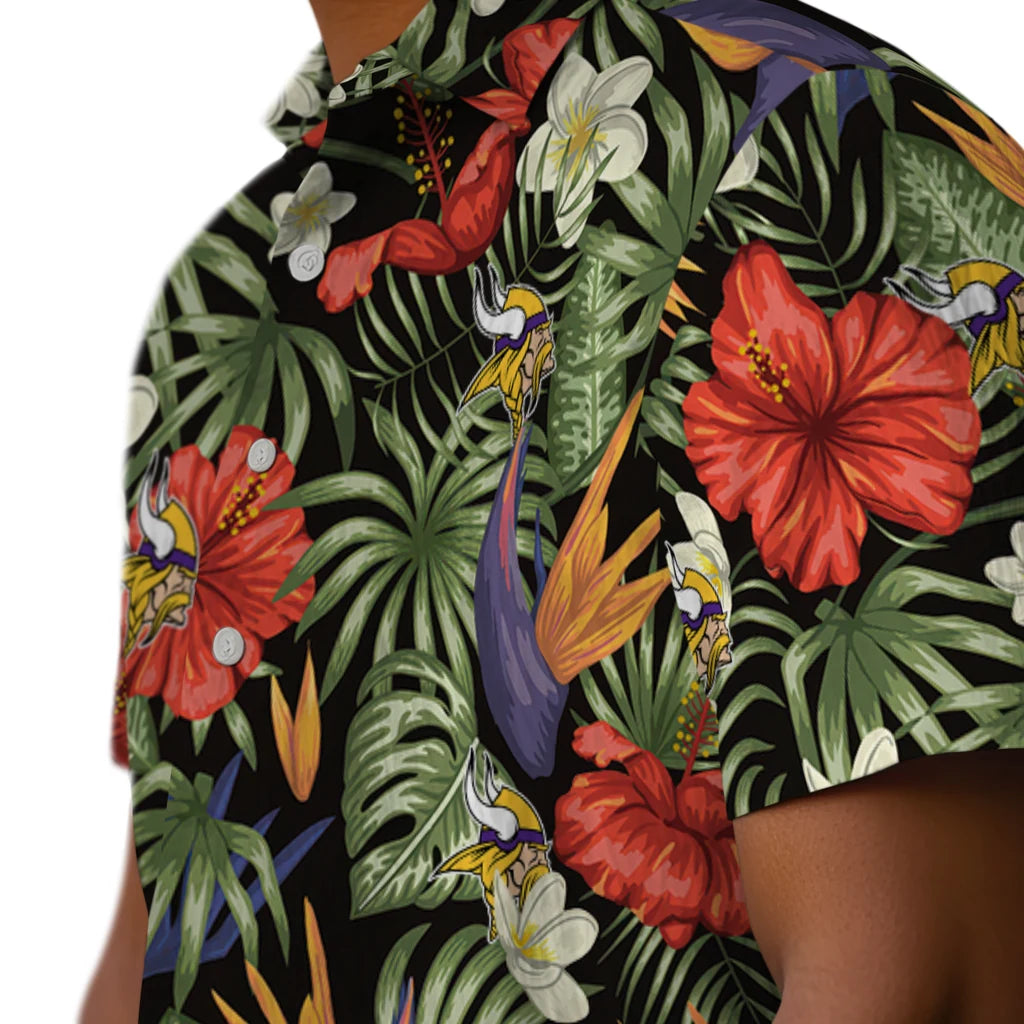 Minnesota Vikings Hawaiian Shirt - Hawaii Floral Hibiscus | Moonbestprint