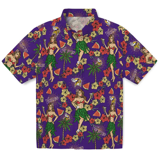 Minnesota Vikings Hawaiian Shirt - Hawaiian Girls Design | Moonbestprint