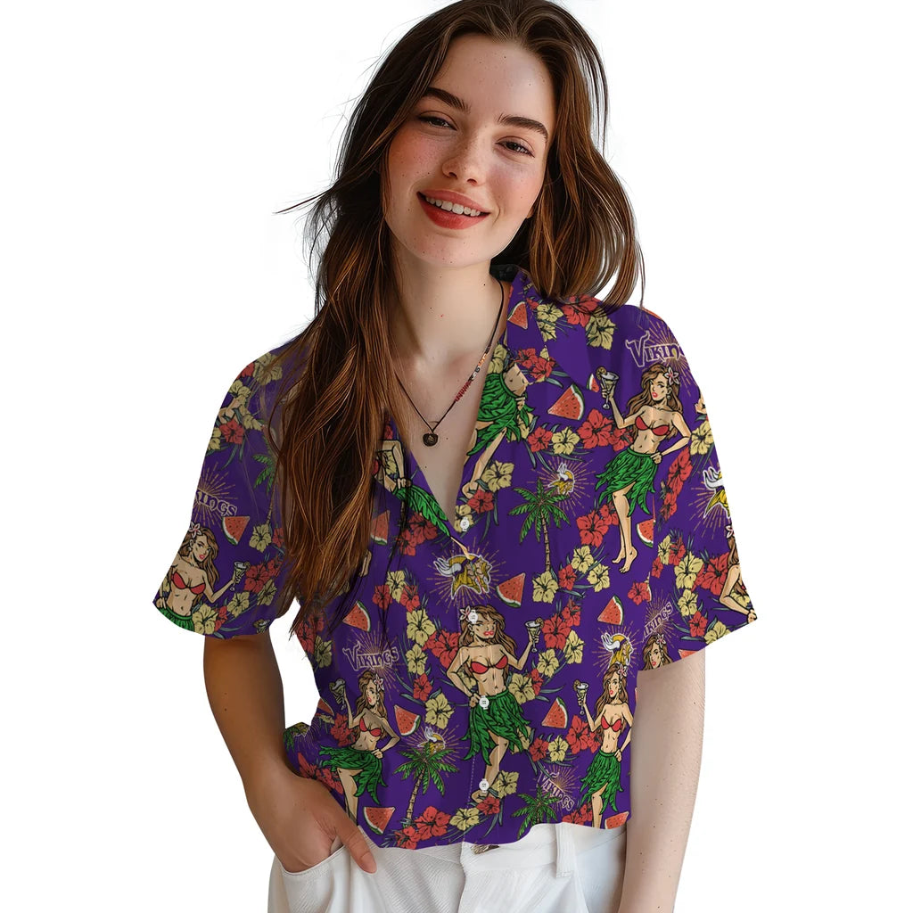 Minnesota Vikings Hawaiian Shirt - Hawaiian Girls Design | Moonbestprint
