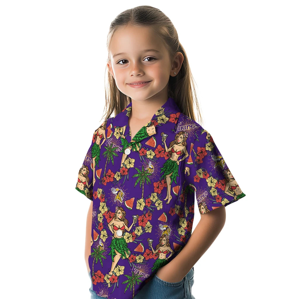 Minnesota Vikings Hawaiian Shirt - Hawaiian Girls Design | Moonbestprint