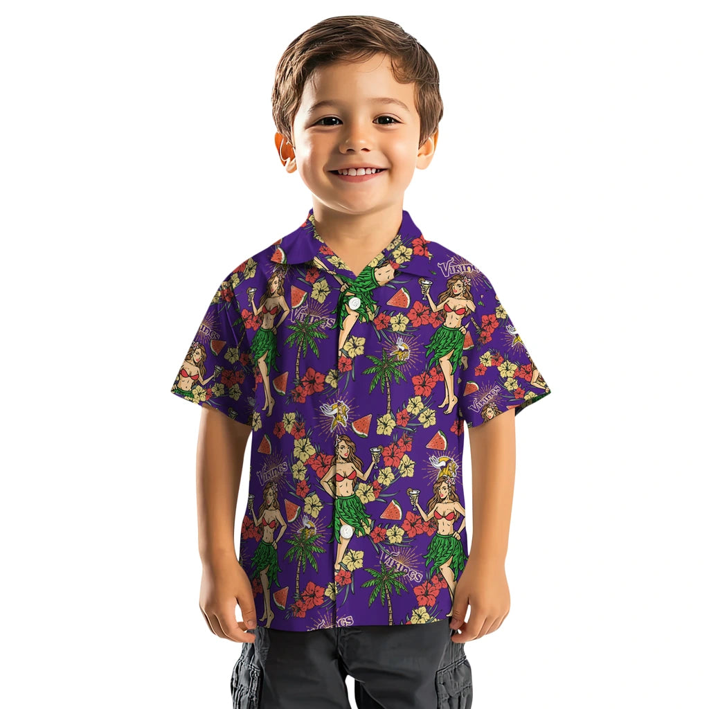 Minnesota Vikings Hawaiian Shirt - Hawaiian Girls Design | Moonbestprint