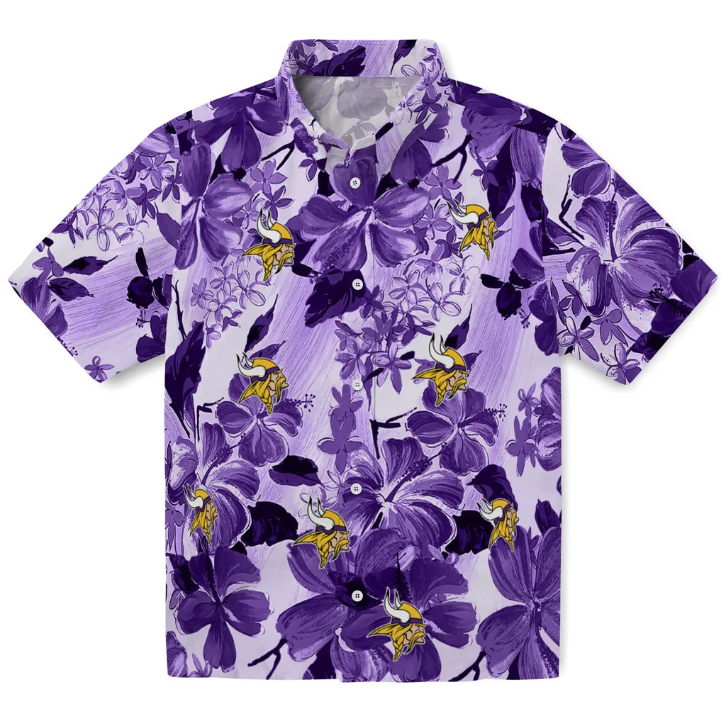 Minnesota Vikings Hawaiian Shirt - Hibiscus Arrangement | Moonbestprint
