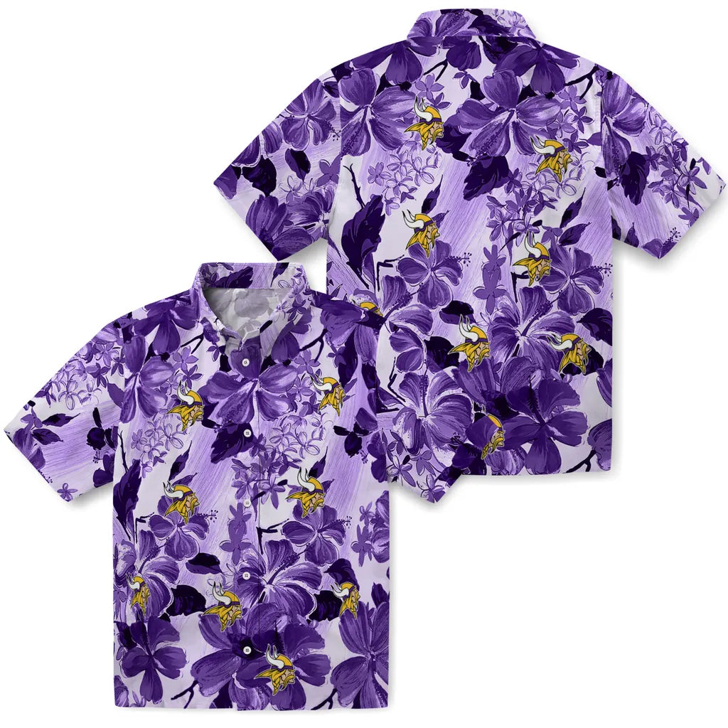 Minnesota Vikings Hawaiian Shirt - Hibiscus Arrangement | Moonbestprint