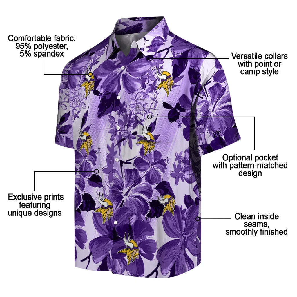 Minnesota Vikings Hawaiian Shirt - Hibiscus Arrangement | Moonbestprint