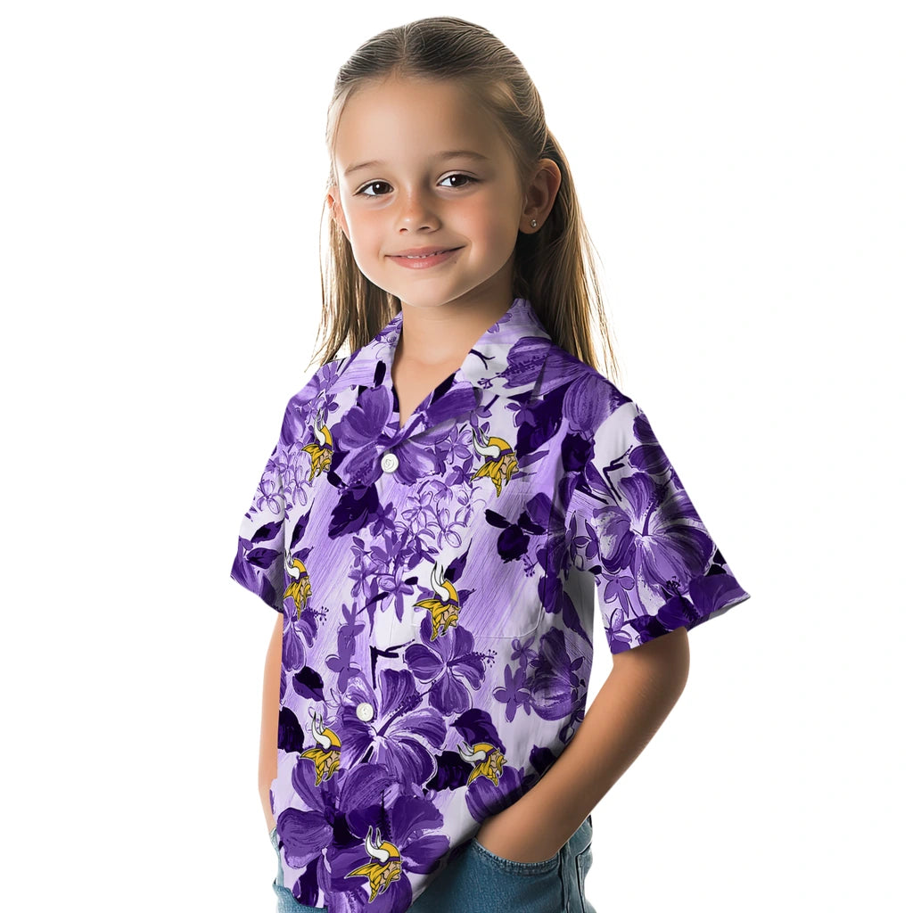 Minnesota Vikings Hawaiian Shirt - Hibiscus Arrangement | Moonbestprint