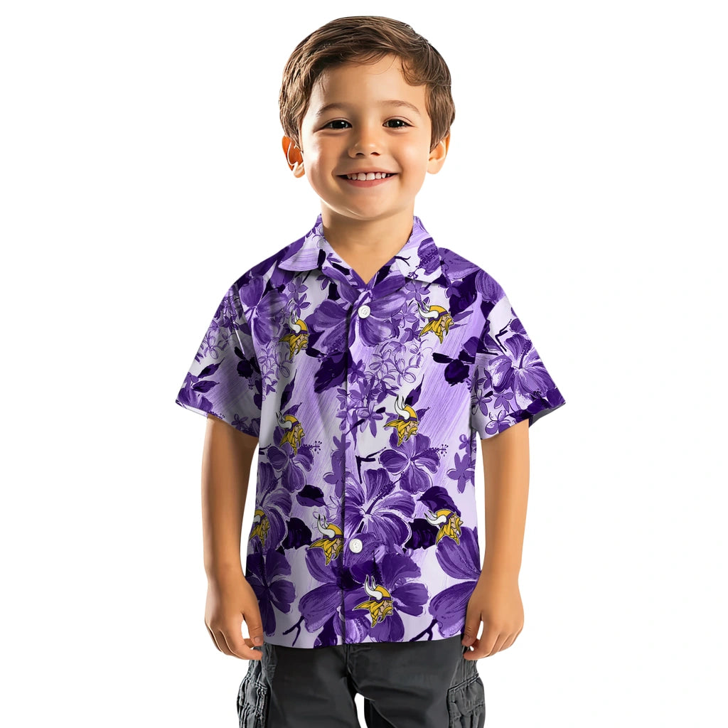 Minnesota Vikings Hawaiian Shirt - Hibiscus Arrangement | Moonbestprint