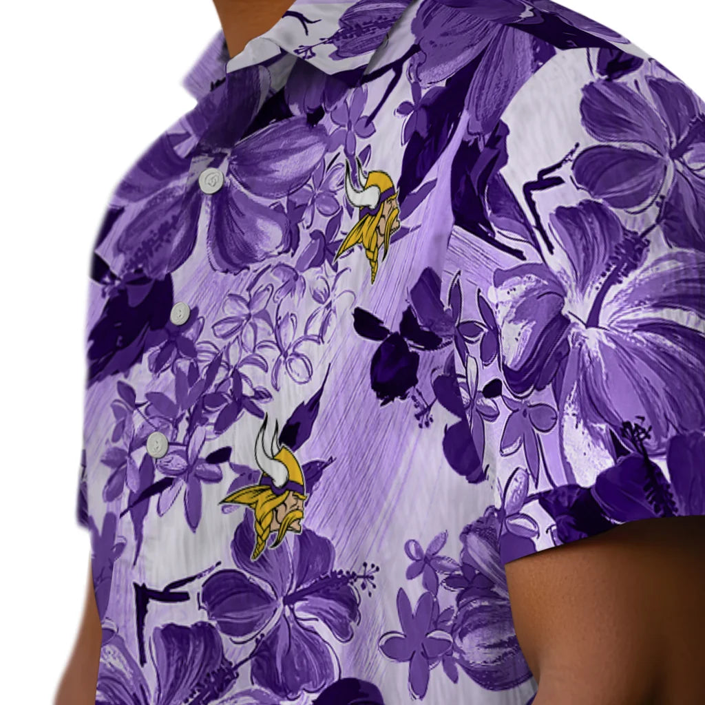 Minnesota Vikings Hawaiian Shirt - Hibiscus Arrangement | Moonbestprint